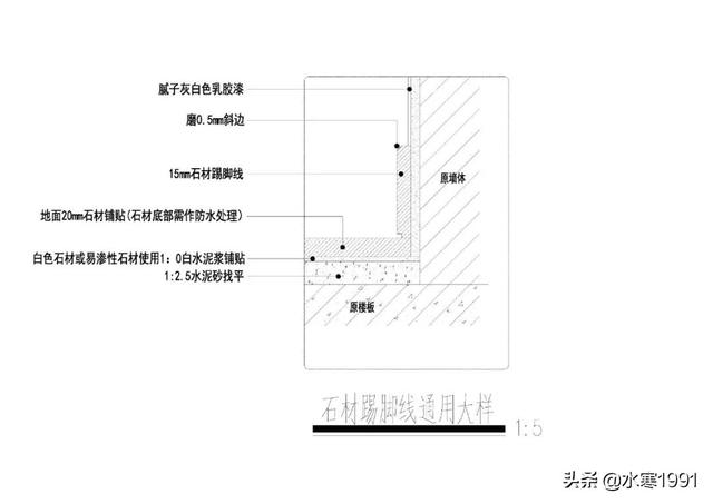 「室内设计」项目施工图分享踢脚线通用大样图