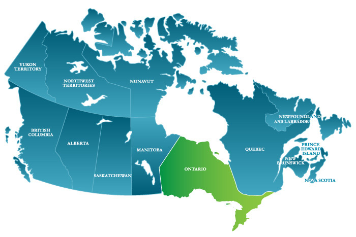 安大略省地图(绿色部分)