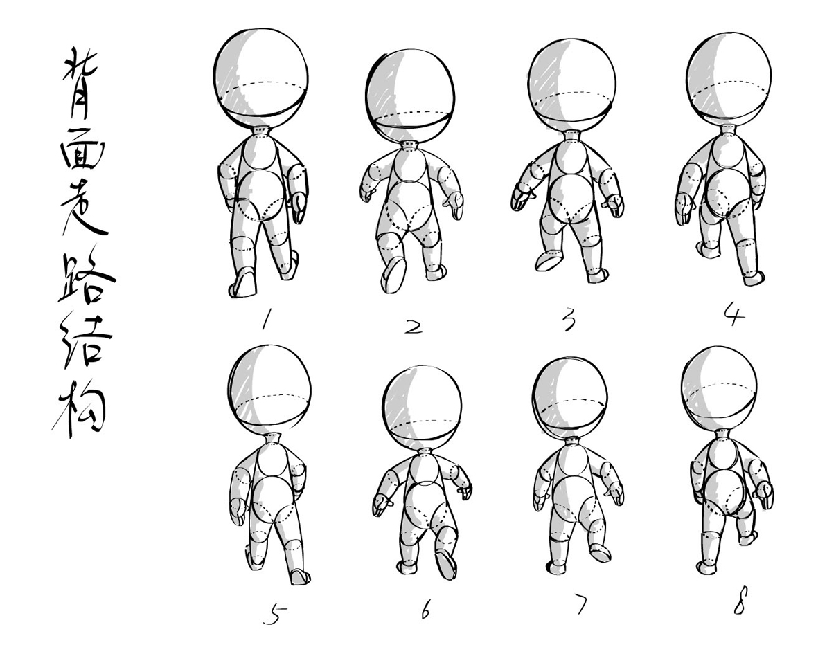 q版人体线稿,各种姿势,超全面,画卡通漫画必不可少的素材