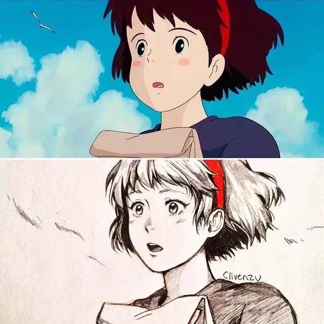 他画的好多人物都是宫崎骏动画电影里的人物,还原度高达90%