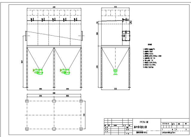 布袋除尘器cad图纸设计原理展示