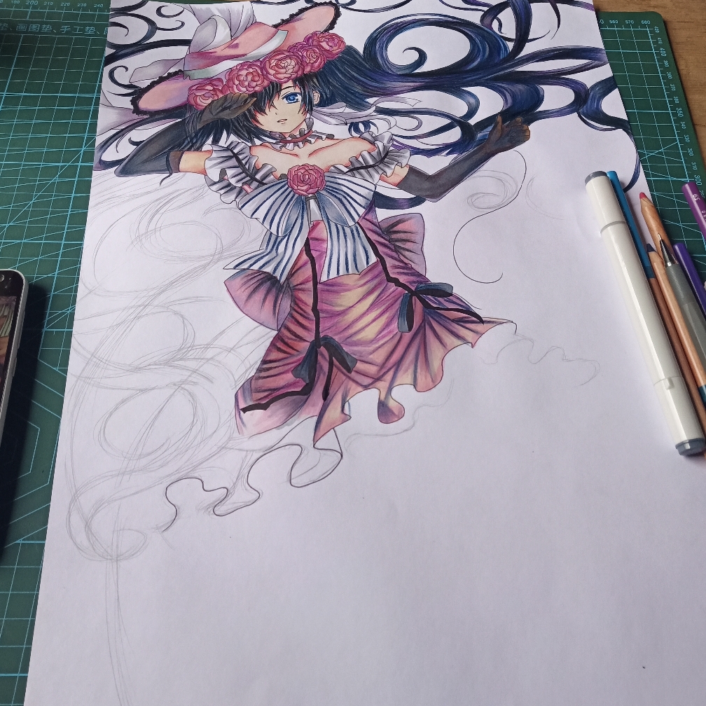 这幅画是我有史以来我觉得最难的一幅,因为线条太多,细节很难刻画