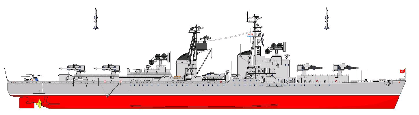 海军司令部还批准了另一种68bis型的导弹化改造,即 70e型巡洋舰