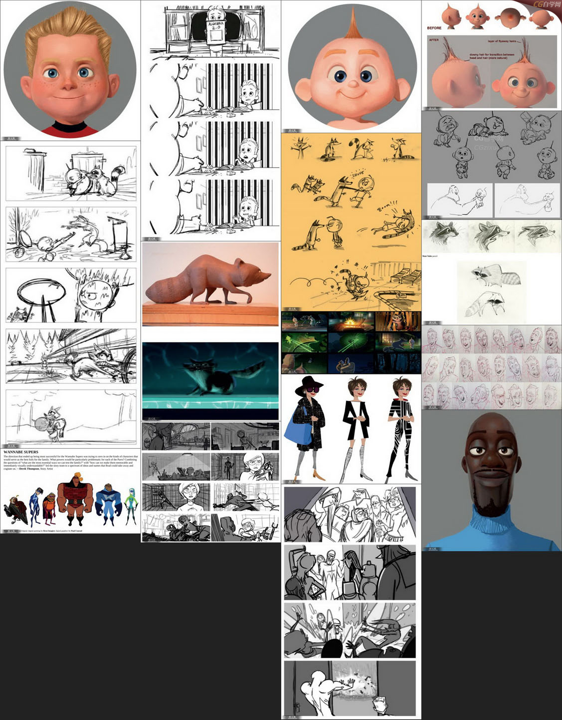设定画集| 原版皮克斯【超人总动员2】动画手稿原画设定
