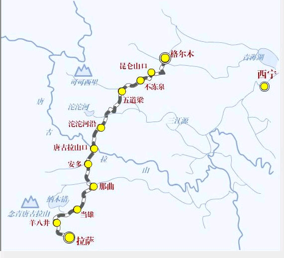 青藏铁路线路图