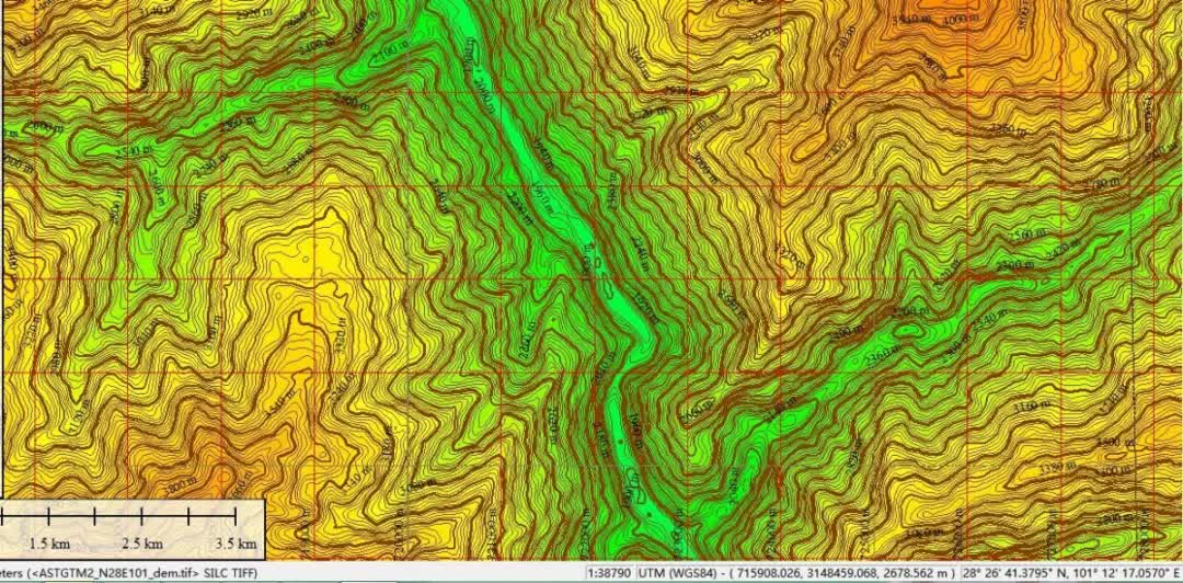怎么生成10米50米100米等高线地形图