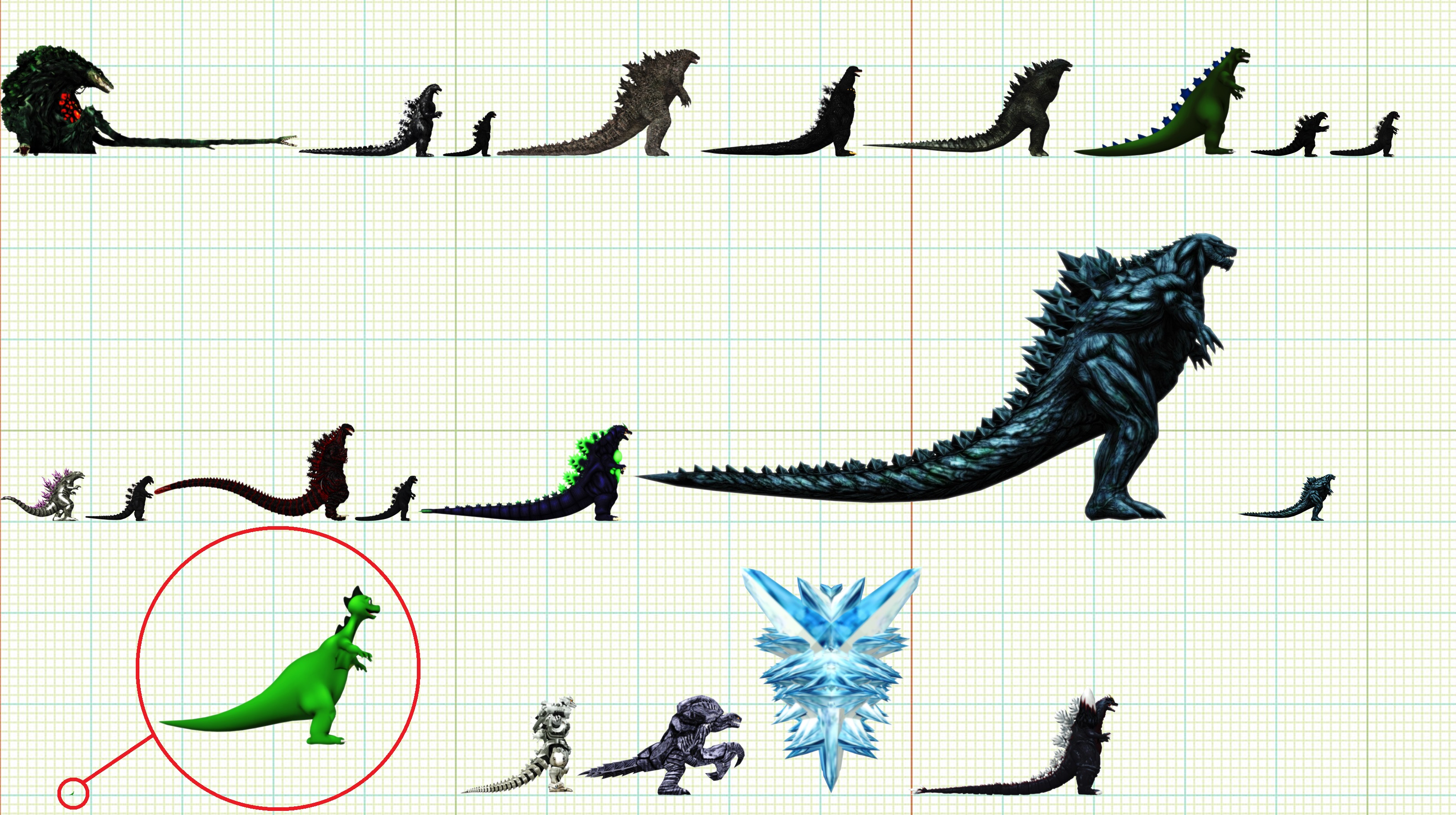 【xnalara】一些历代东宝怪兽(包含哥吉拉,魔斯拉)体型比较