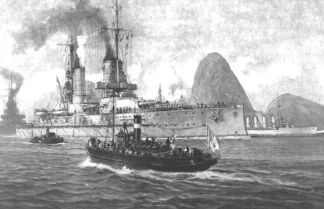 一战前访问里约的德国海军舰队,由皇帝号,阿尔伯特国王号战列舰和