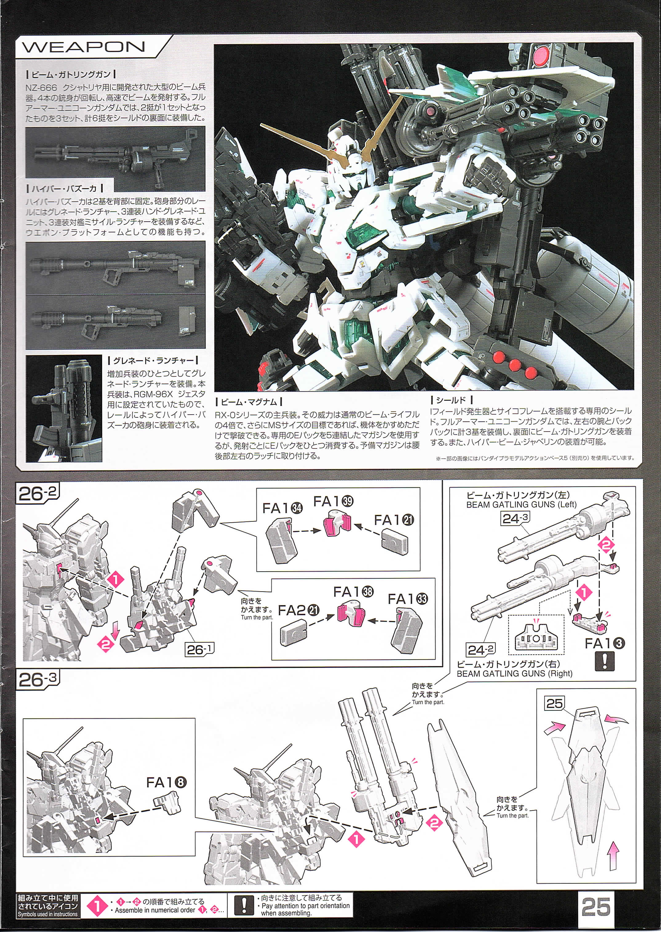 rg fa-rx-0 全装备独角兽高达 组装说明书