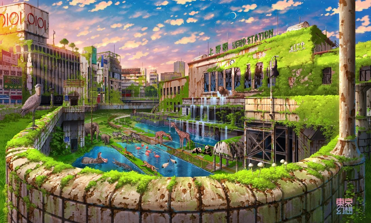 画师│东京幻想│寂静之中的末日城市,废墟美学的唯美瞬间