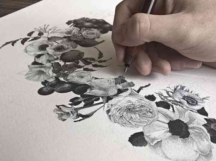 艺术家800万个点画的素描作品近距离看太酷了