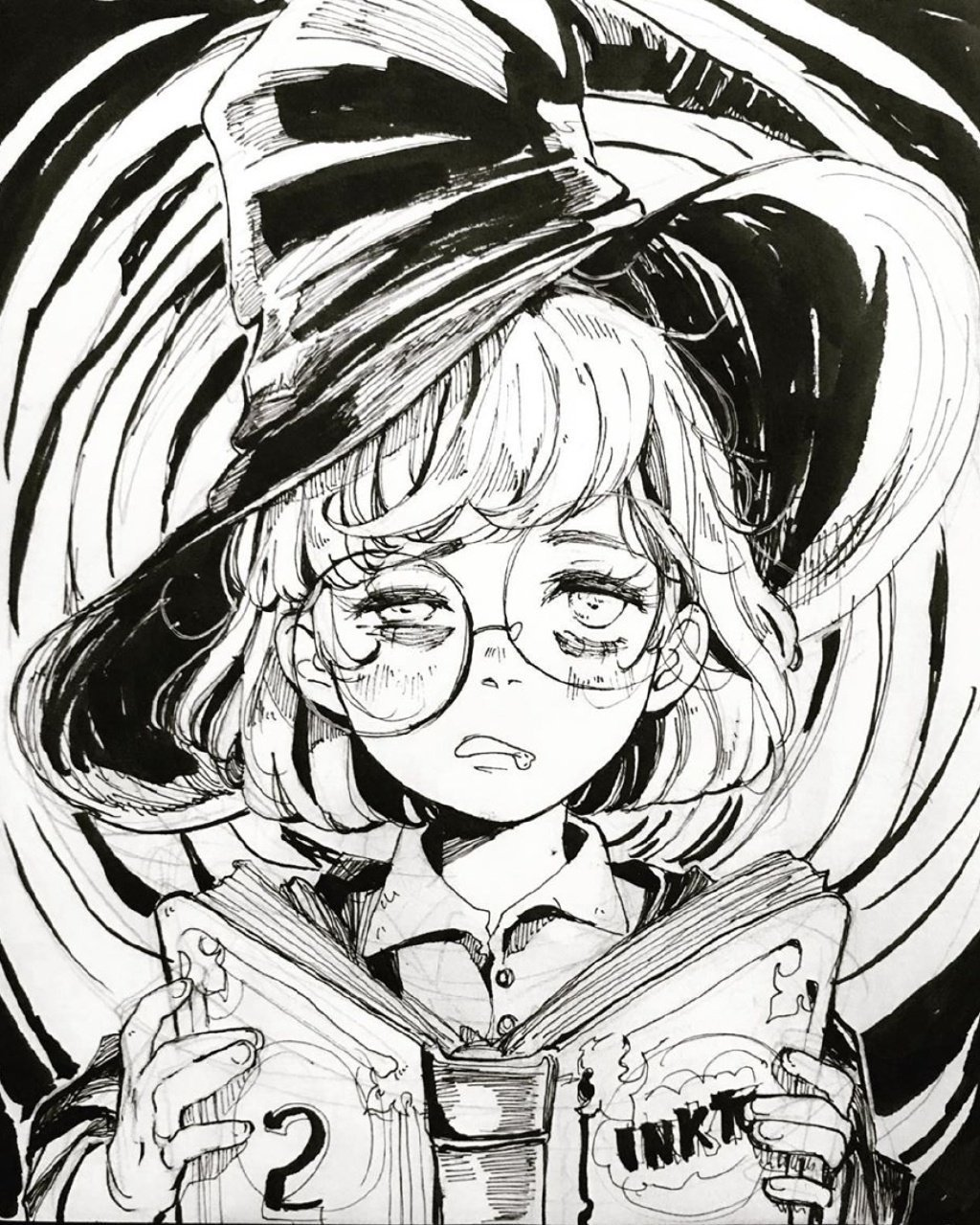 二次元少女线稿插画,本子画师临摹必备的素材参考!