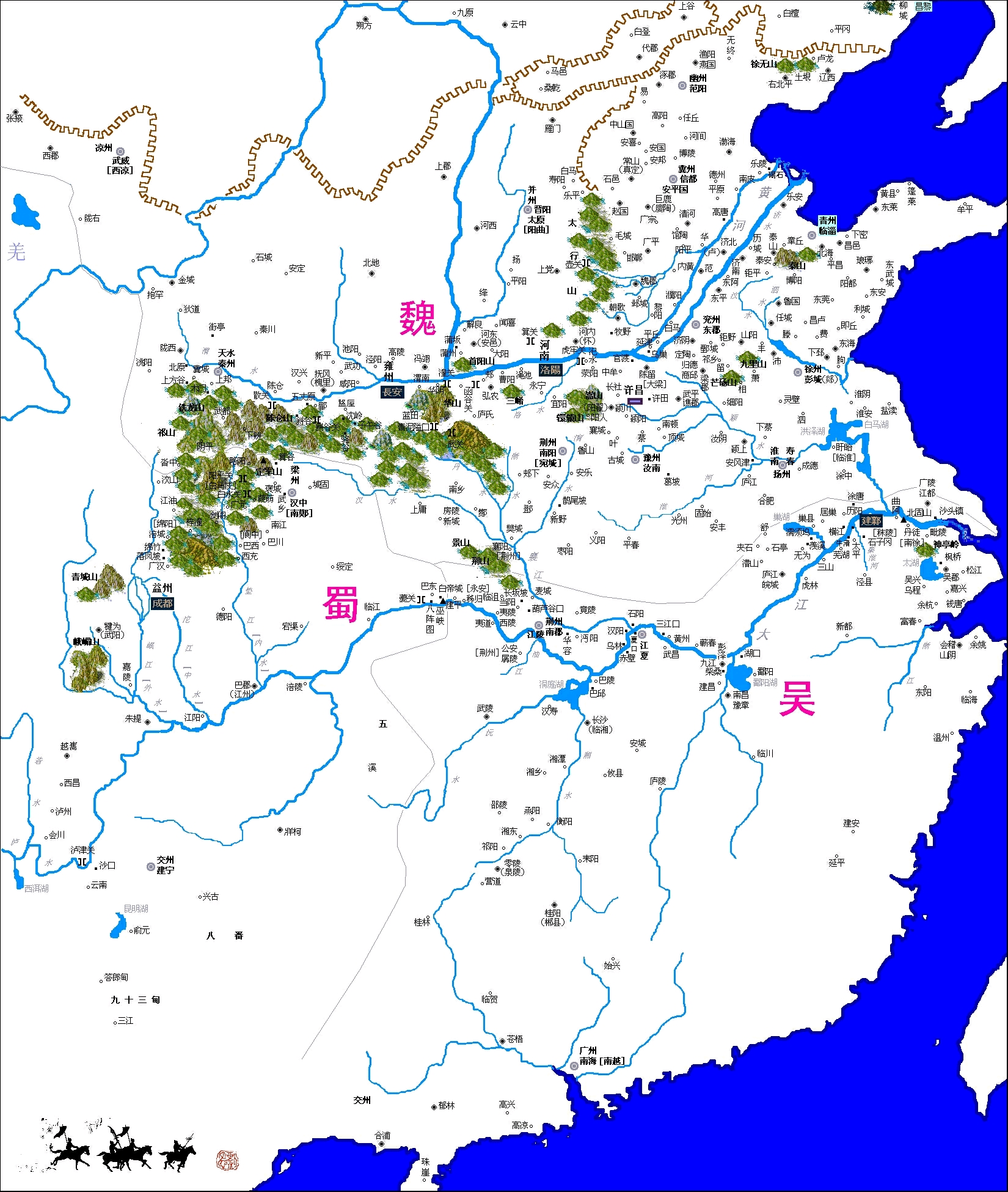三国:公元220-280年,魏,蜀,吴三足鼎立,共计:61年