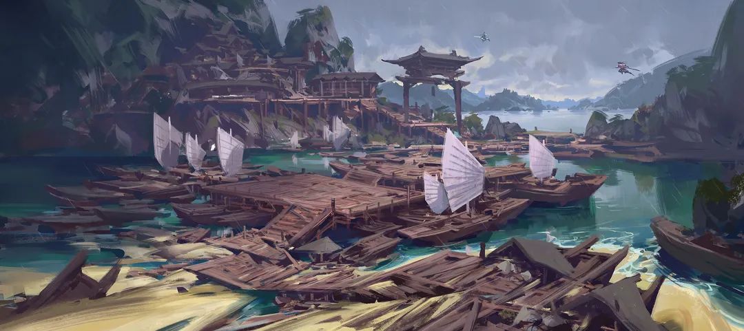 场景插画欣赏| 游戏古风动漫场景原画作品设计素材