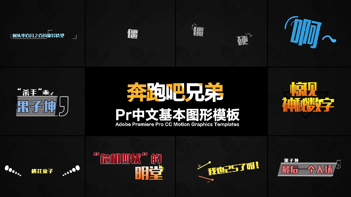 315pr模板vlog综艺真人秀动画可爱表情字幕预设卡通花字对话贴纸