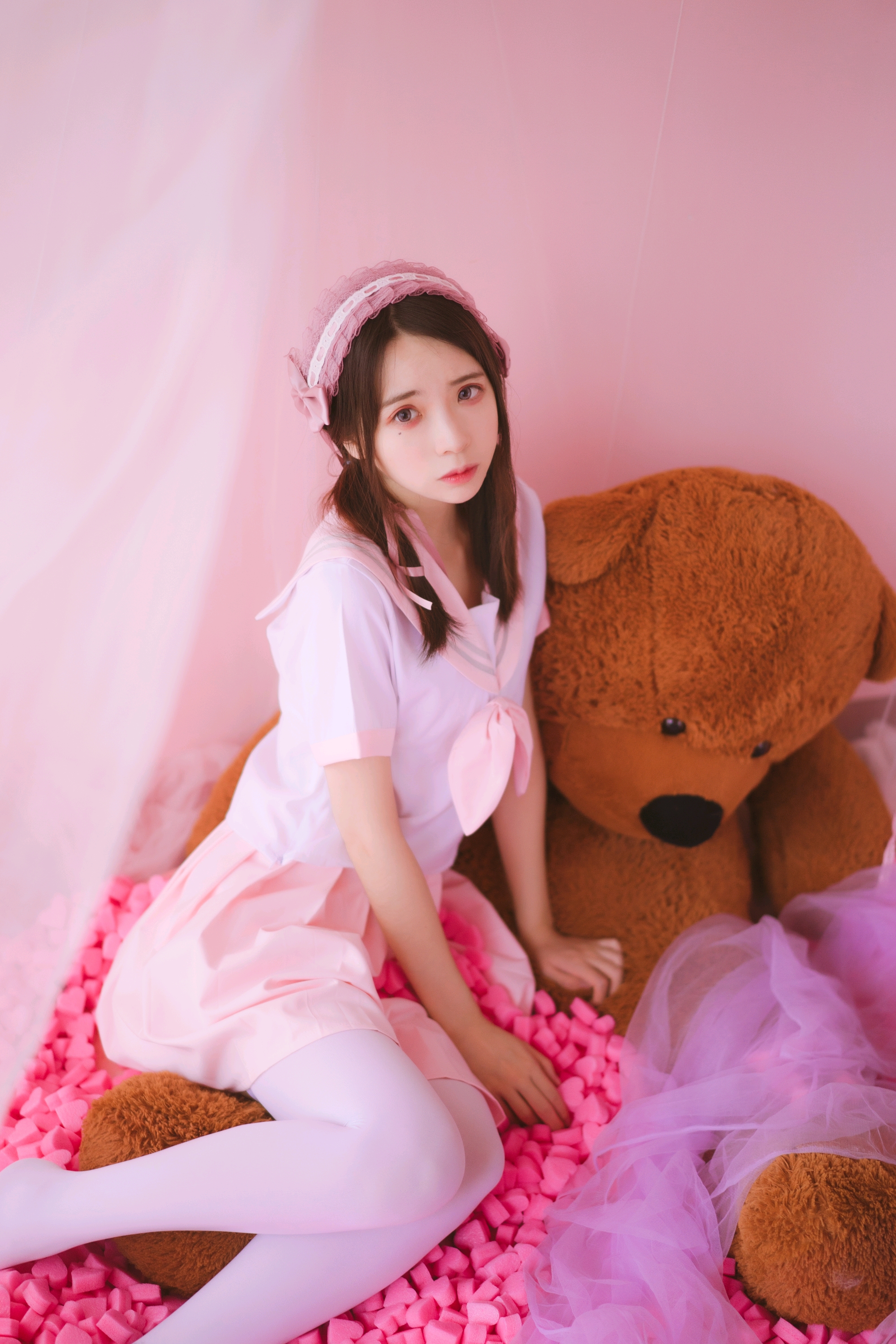 超可爱,粉色水手服,全套图