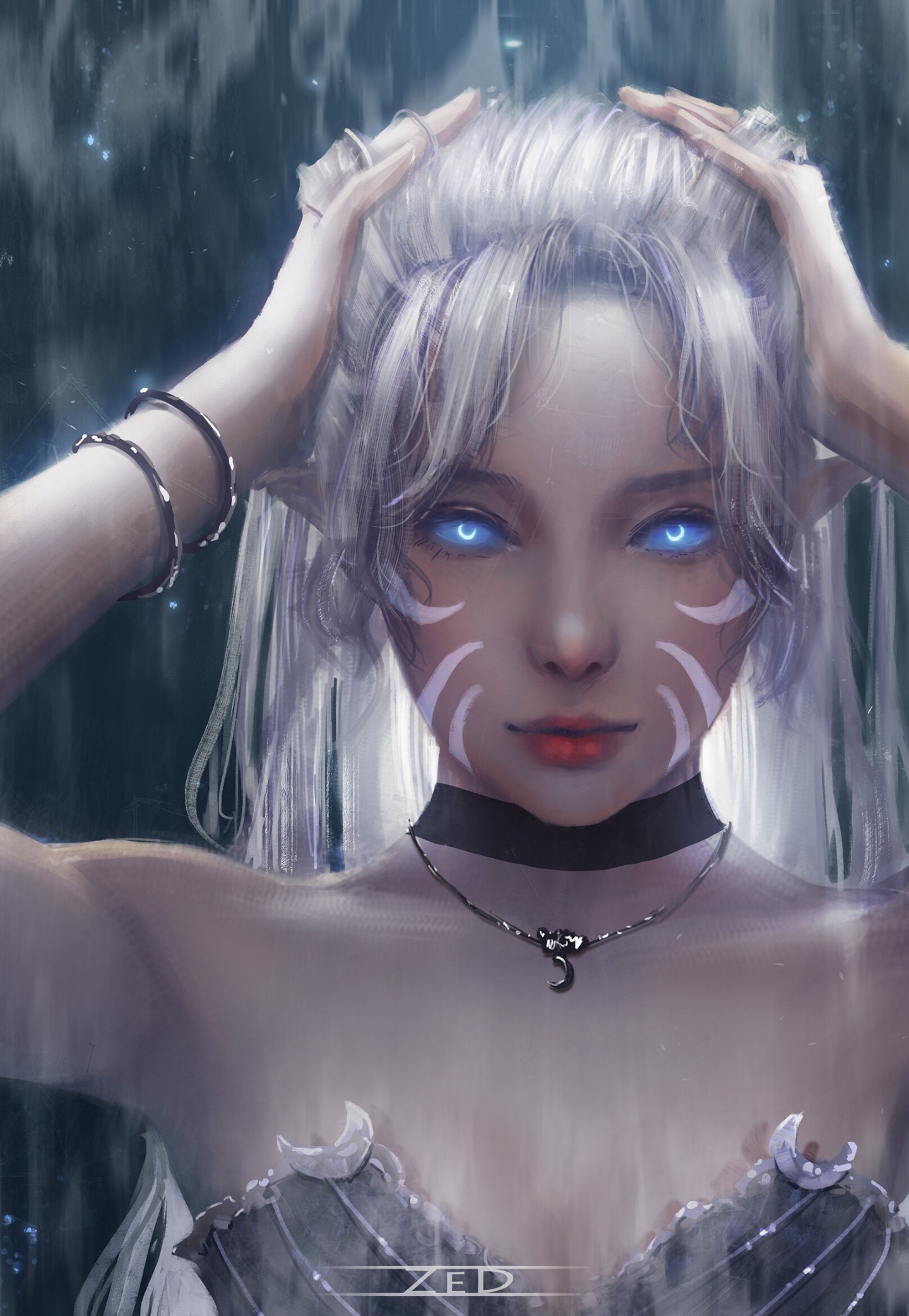 白色头发女生手机壁纸