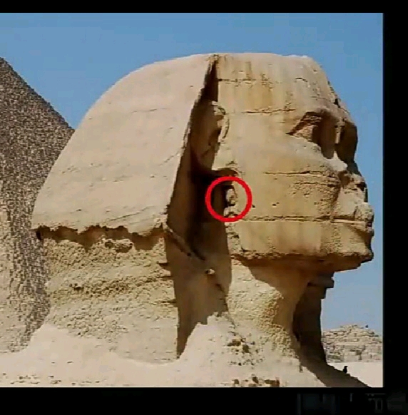 图片搬运,某个说火星人的视频,据说狮身人面像的耳朵下有一个通往地