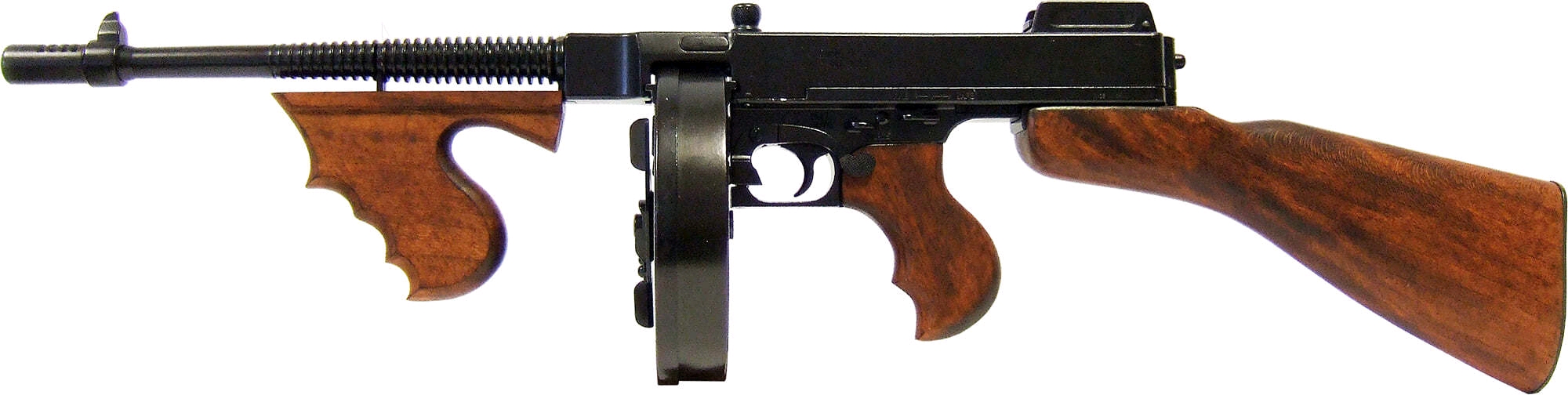 汤姆森m1928型,枪管相比m1921厚重了很多不是直线条而是带有一定弧度