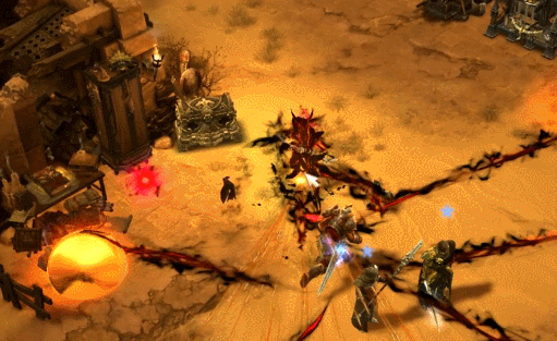 可以一边往屏幕下方射击一边移动的猎魔人.