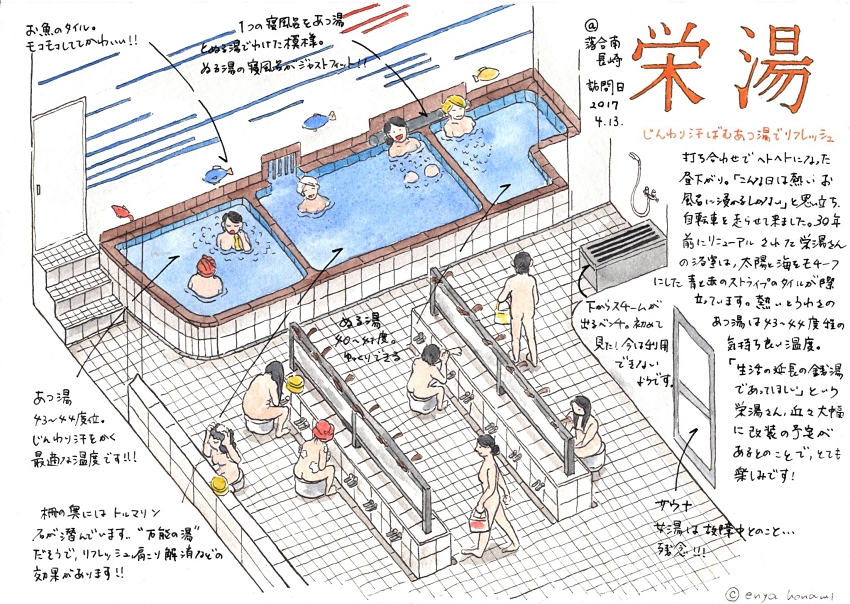 手绘钱汤(日本公共澡堂)日常风景!用插画治愈心灵