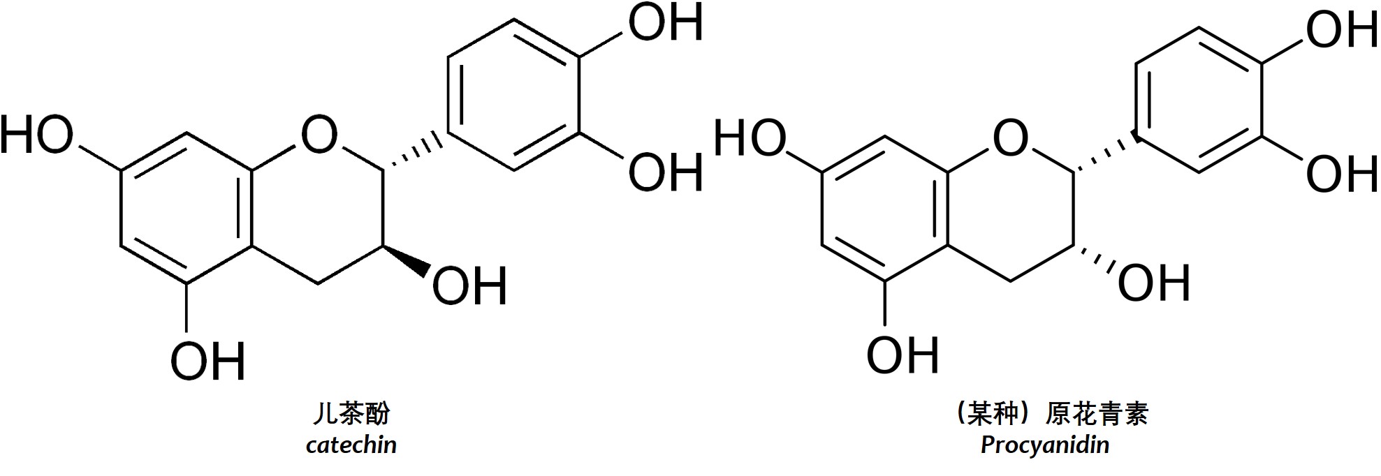 巧克力中含量较多的两种多酚类物质
