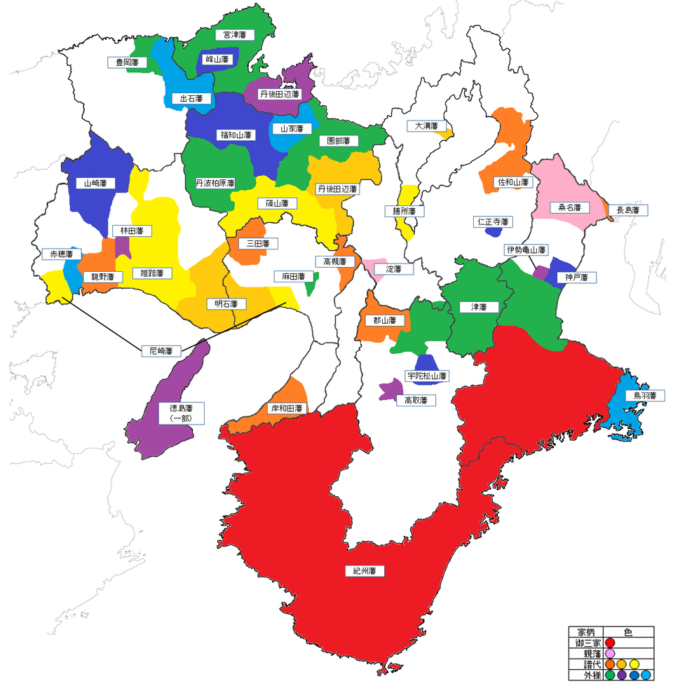 日本战国末至江户初幕末大名配置图