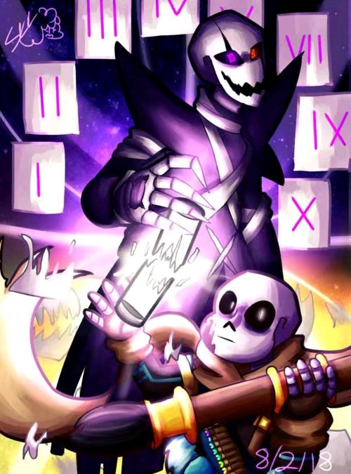 nightmare sans与cross sans (6) x chara (7) ink sans (8) x chara