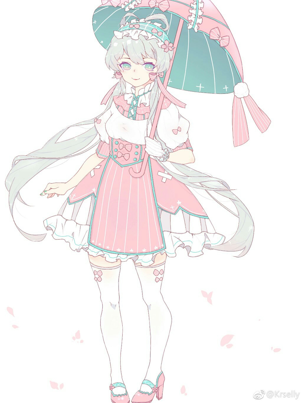 洛天依 壁纸 同人画 vsinger 少女 虚拟歌姬 可爱 二次元 画师:@kr