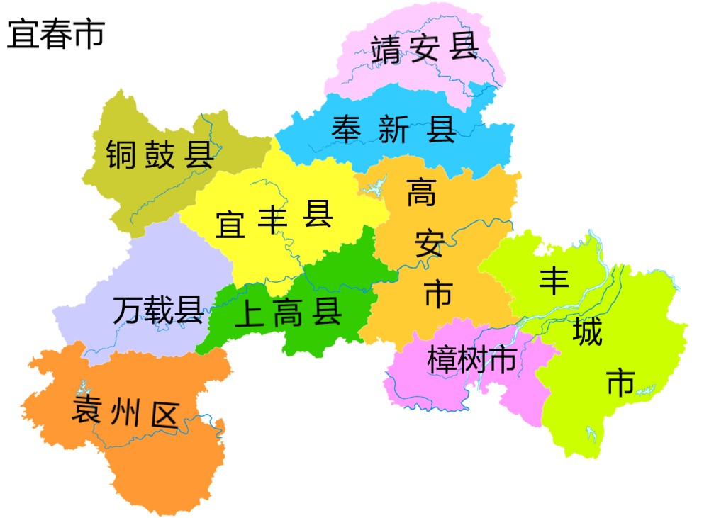 江西省各市县级地图