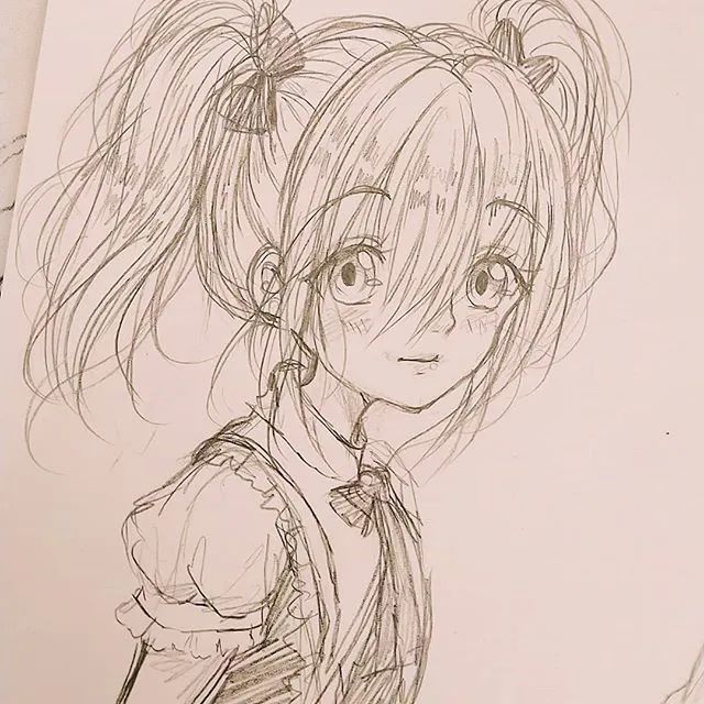 【画画素材资源库】q版卡通动漫女生手绘素材