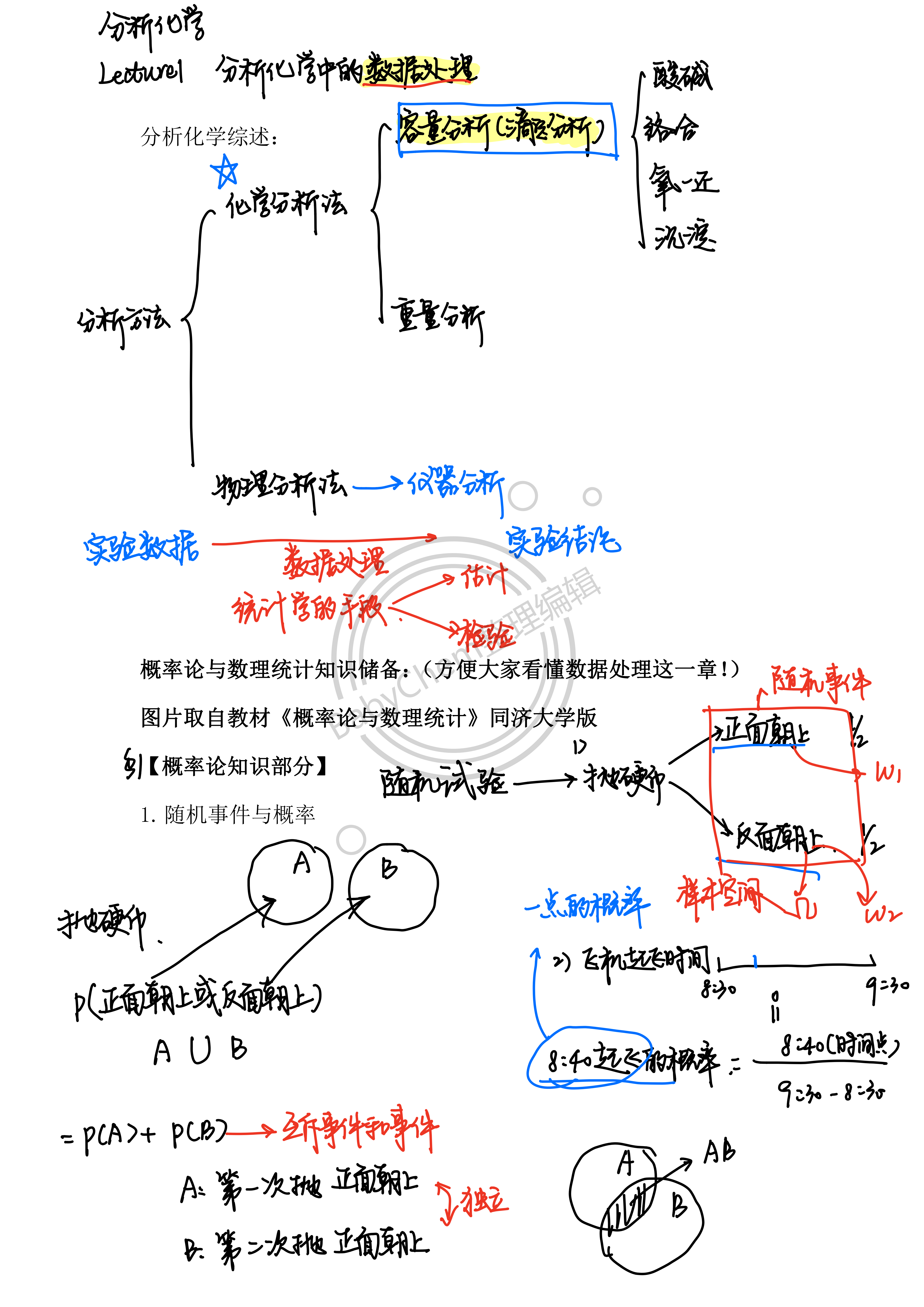 【分析化学】lecture 1-1 配套讲义与板书