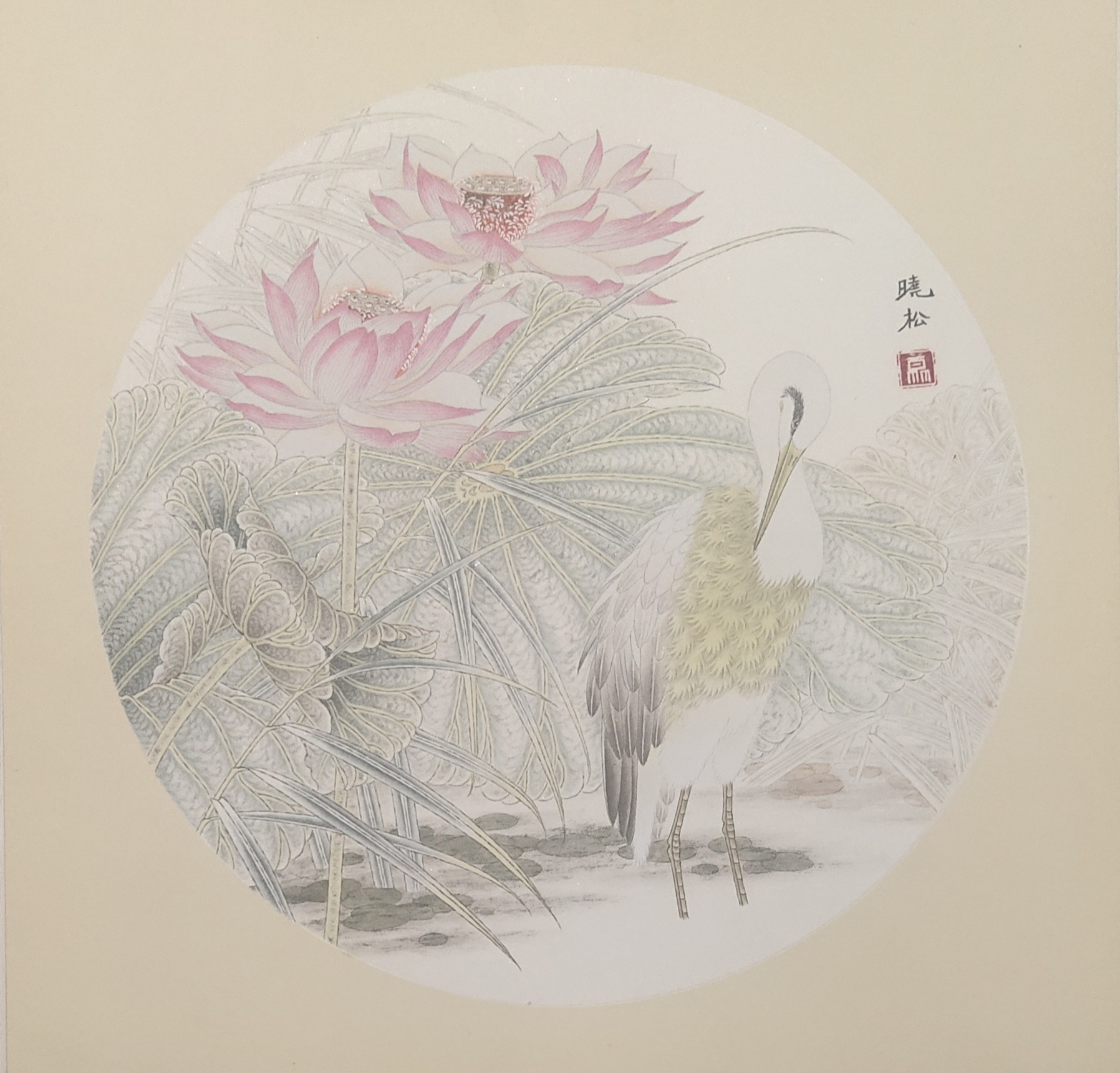 155_莫晓松_经典工笔画作品 荷花两朵 莫晓松_50x50_卡纸_6000