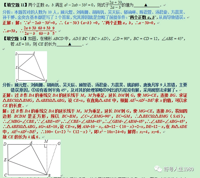九年级数学期中试卷分析