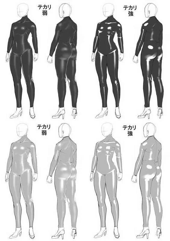 绘画参考| 怎么性感怎么来!皮衣皮裤衣褶服饰材质画法