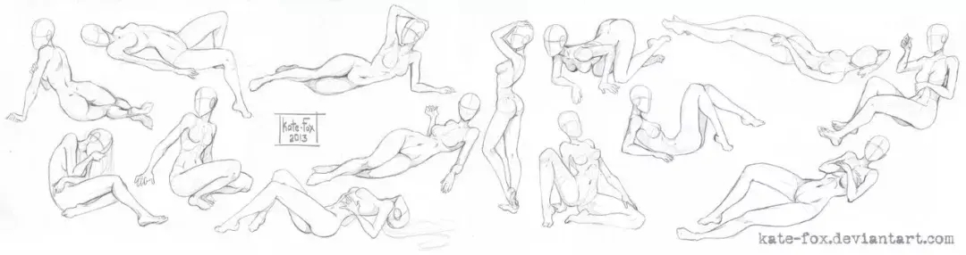 【人体素材】100 人体形态姿势绘画参考~(宝贝们收藏练起来!