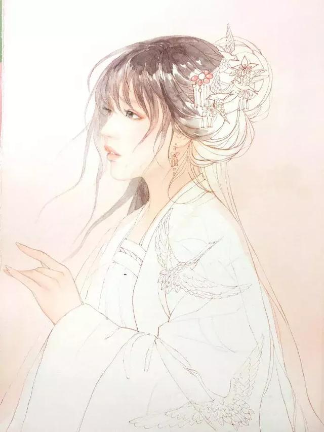 用水彩画一个古风小仙女