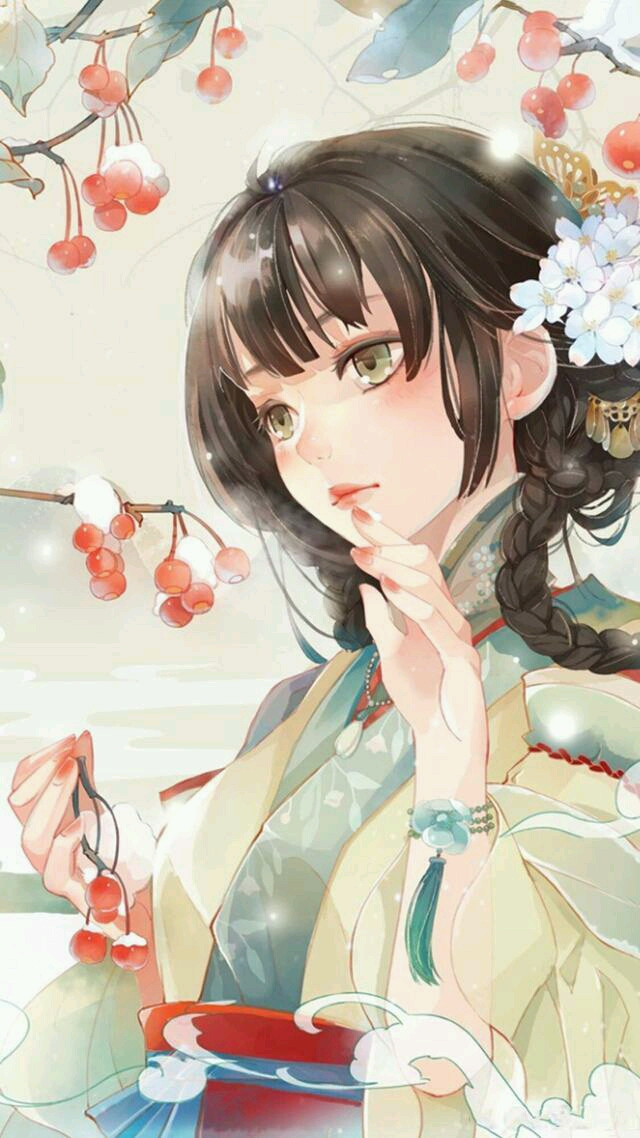 来自插画师长乐nina的古风插画可爱的少女图