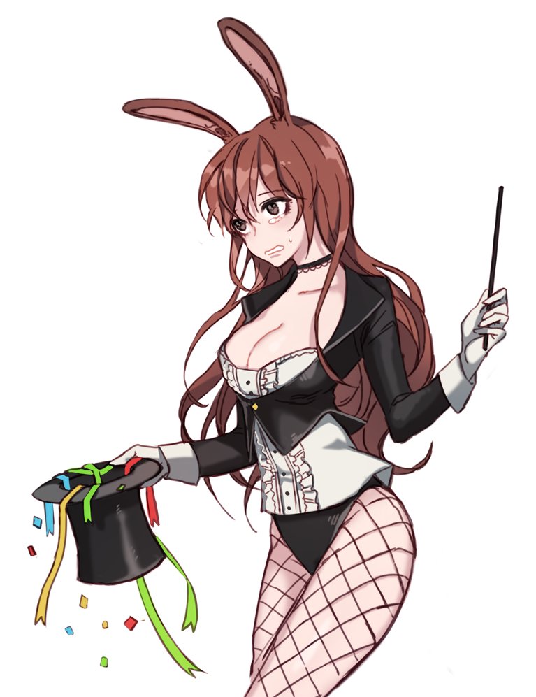 她还有一对棕色的兔子耳朵,将她识别为faunus.
