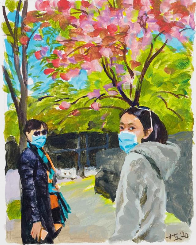 刘小东作品《树下的刘娃和喻红》