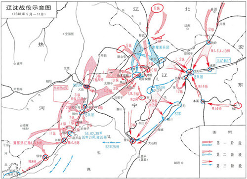 辽沈战役形势图 长春守军主力一半选择起义 1948年10月17日,原"伪