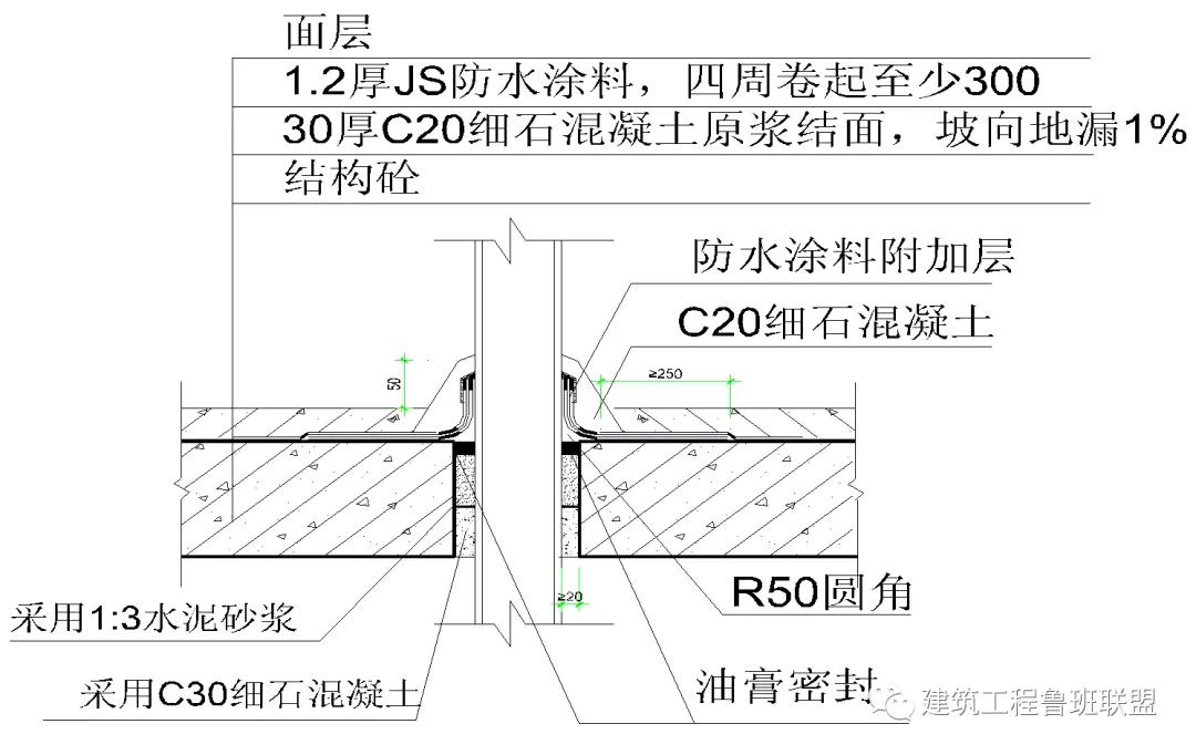 管上设止水环则应在第一次浇注2/3h(楼板厚度)细石砼后滑至细石砼面上