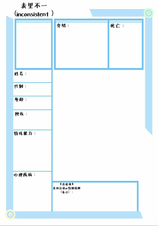 【企划/人设】表里不一(inconsistent)