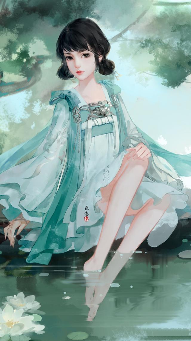 这次要分享的是一组痕迹画廊的古风女手机壁纸,主要是萌妹子**风格
