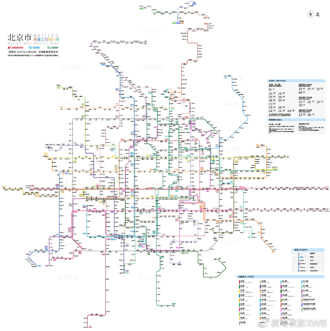 夜莺出品 | 全新升级,北京公交夜班车线路图(更新至2021年2月6日)