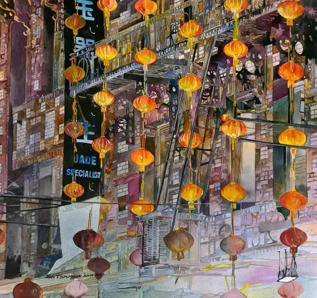 这个老外把中国的文化全部画进他的水彩画里了过年的味道都有了