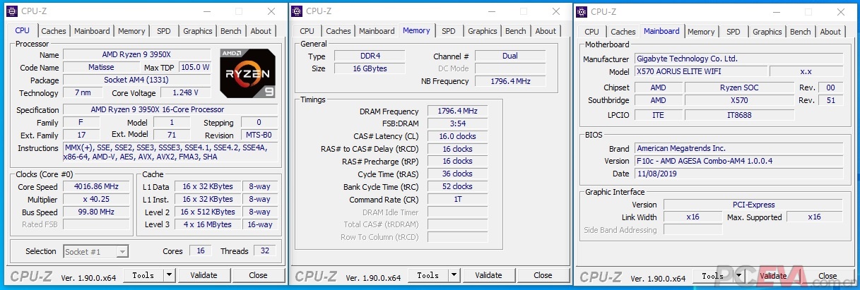 处理器:ryzen 9 3950x 主板:gigabyte x570 aorus elite wifi 内存:g