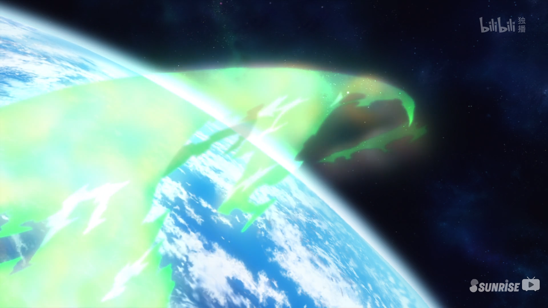 致敬逆袭的夏亚中最后阿克西斯中精神力骨架的光辉洒满地球,为一代人