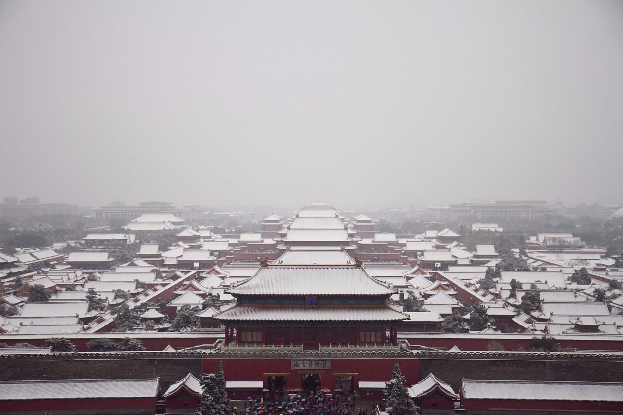 雪中故宫,别样情愫,穿越在沧海桑田