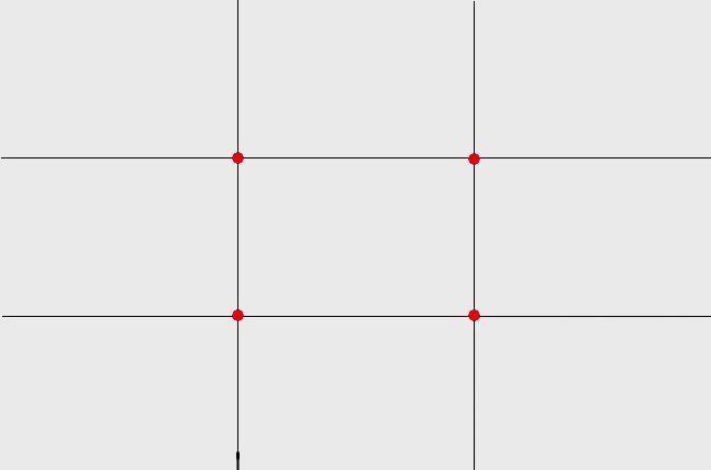 黄金分割构图经过演变后,就是九宫格构图,它是用横向和竖向各两条线
